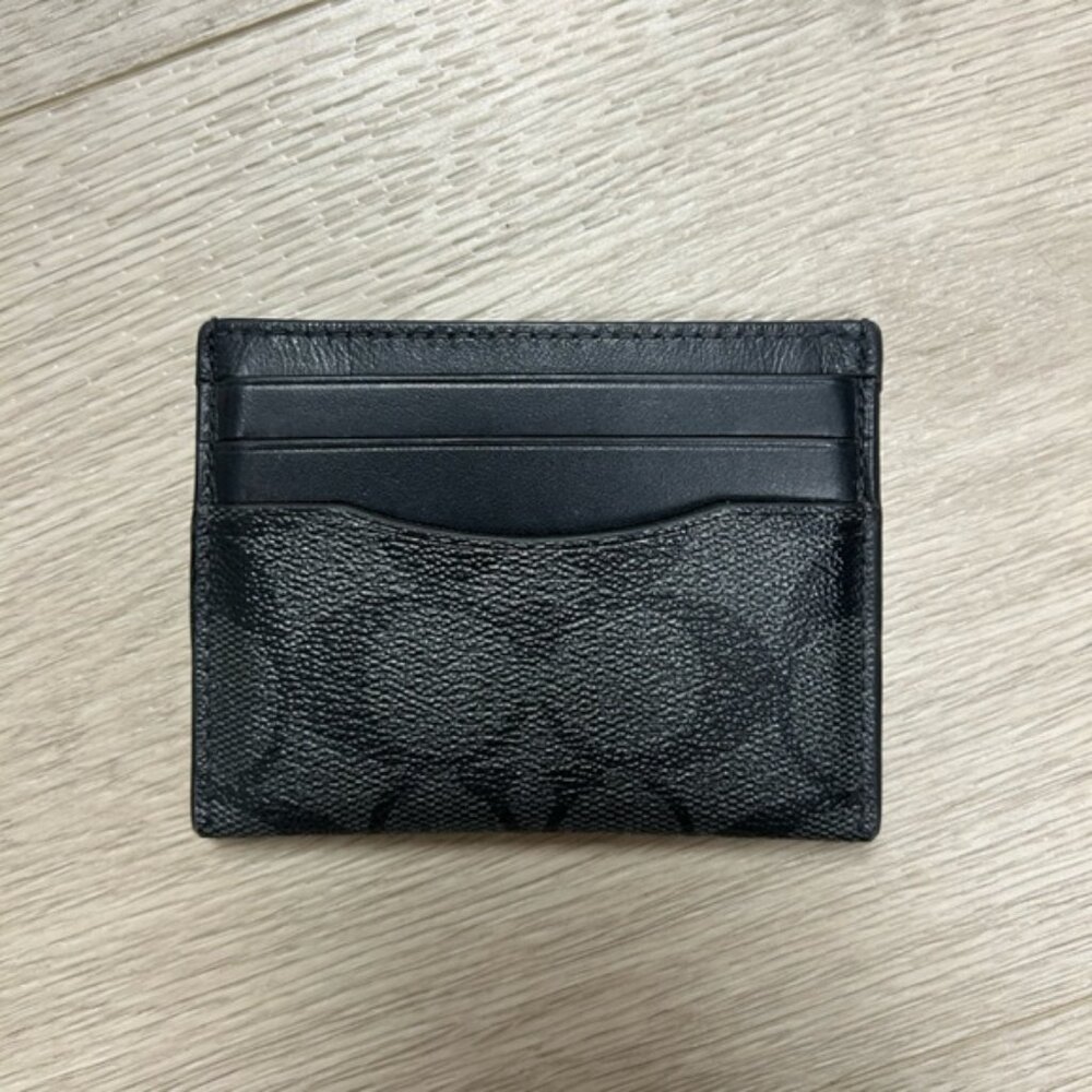Coach Women’s Card Case in Signature Canvas & Black Leather